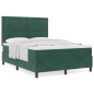Letto Box Spring con Materasso Verde Scuro 140x190 cm in Velluto Letto Box Spring con Materasso Verde Scuro 140x190 cm in Velluto
