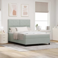 Letto con Box Spring e Materasso Grigio Chiaro 160x200 cm in Velluto