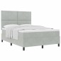 Letto con Box Spring e Materasso Grigio Chiaro 160x200 cm in Velluto