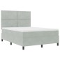 Letto con Box Spring e Materasso Grigio Chiaro 160x200 cm in Velluto