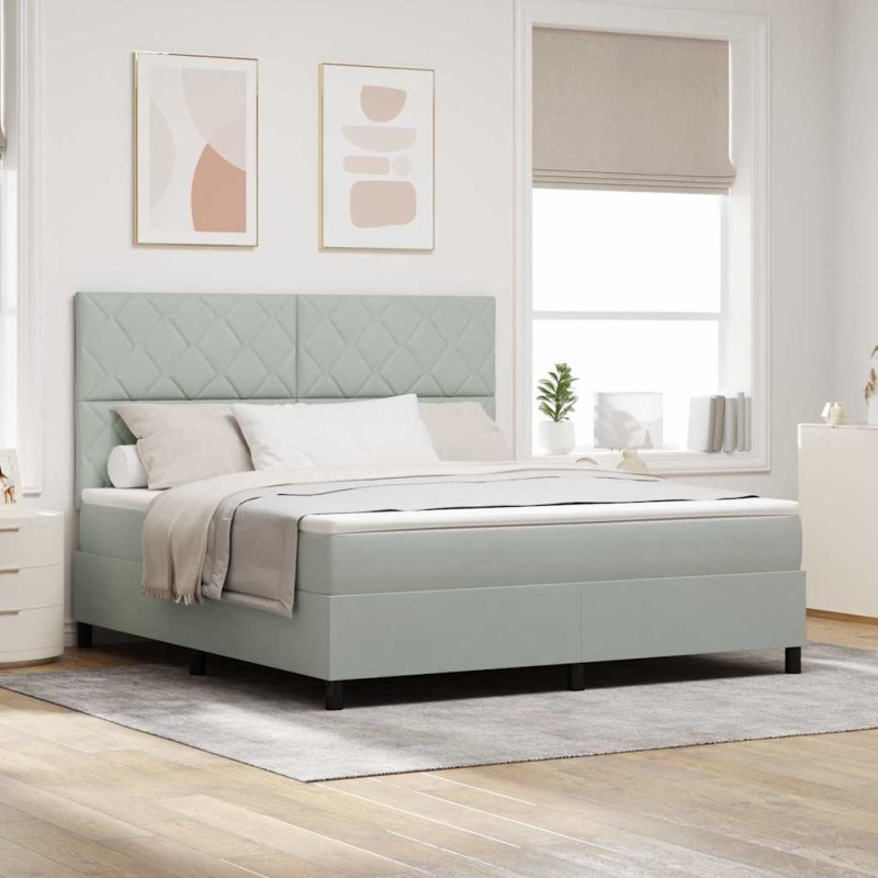 vidaXL Letto Box Spring con Materasso Grigio Chiaro Super King in Velluto