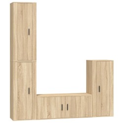 Set di Mobili Porta TV 4 pz Rovere Sonoma in Legno Multistrato
