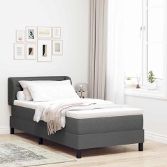 Letto a molle con materasso vidaXL - Grigio scuro, 90x190 cm, Tessuto