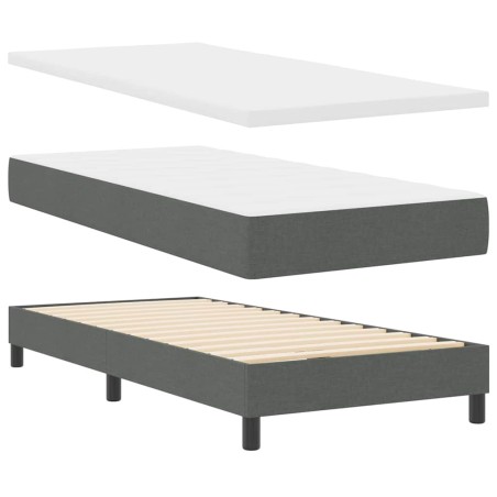 Letto a molle con materasso vidaXL - Grigio scuro, 90x190 cm, Tessuto