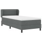 Letto Box Spring con Materasso Grigio Scuro 90x200 cm in Tessuto