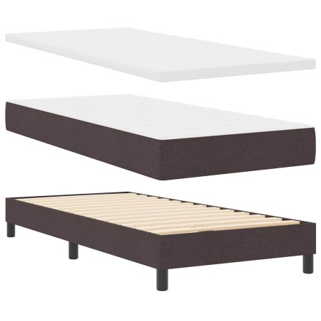 Letto Box Spring vidaXL con Materasso Marrone Scuro 100x200 cm in Tessuto