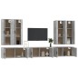 Set di Mobili Porta TV 7 pz Grigio Cemento in Legno Multistrato Set di Mobili Porta TV 7 pz Grigio Cemento in Legno Multistrato