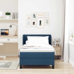 vidaXL Letto a molle con materasso Blu 100x200 cm Tessuto