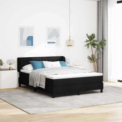 vidaXL Box Spring Bed con Materasso Nero 160x200 cm in Tessuto