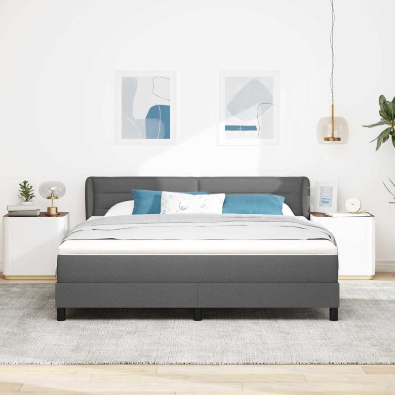 Letto a box spring vidaXL con materasso grigio scuro 180x200 cm in tessuto Letto a box spring vidaXL con materasso grigio scuro 180x200 cm in tessuto