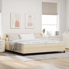 vidaXL Letto a Box Spring con Materasso Crema 200x200 cm Tessuto