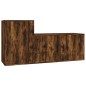 Set Mobili Porta TV 2 pz Rovere Fumo in Legno Multistrato Set Mobili Porta TV 2 pz Rovere Fumo in Legno Multistrato
