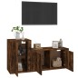 Set Mobili Porta TV 2 pz Rovere Fumo in Legno Multistrato Set Mobili Porta TV 2 pz Rovere Fumo in Legno Multistrato