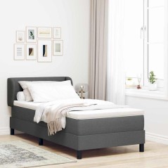 Letto a Molle VidaXL con Materasso Grigio Scuro 90x200 cm in Tessuto