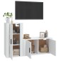 Set di Mobili Porta TV 2 pz Bianco in Legno Multistrato Set di Mobili Porta TV 2 pz Bianco in Legno Multistrato