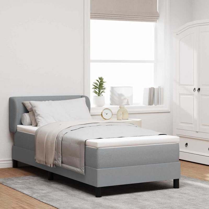 Letto con Box Spring e Materasso vidaXL Grigio Chiaro 100x200 cm Tessuto Letto con Box Spring e Materasso vidaXL Grigio Chiaro 100x200 cm Tessuto