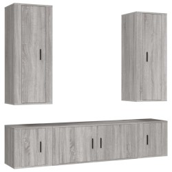 Set di Mobili Porta TV 5 pz Grigio Sonoma in Legno Multistrato