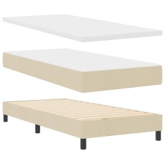 vidaXL Letto Box Spring con Materasso Crema 100x200 cm Tessuto