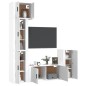 Set di Mobili Porta TV 5 pz Bianco in Legno Multistrato Set di Mobili Porta TV 5 pz Bianco in Legno Multistrato