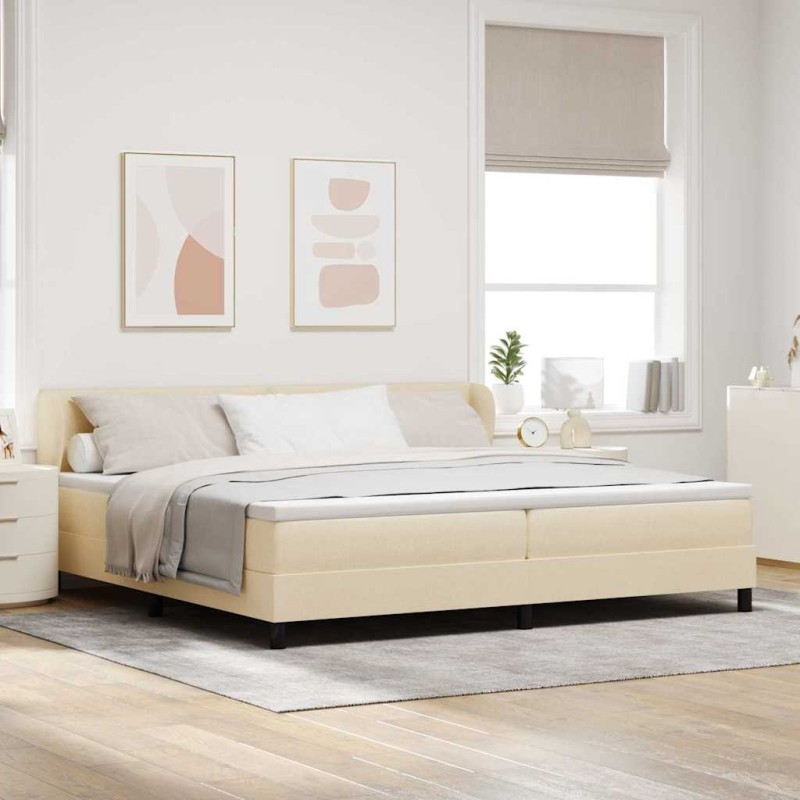 vidaXL Letto Box Spring con Materasso Crema 200x200 cm Tessuto vidaXL Letto Box Spring con Materasso Crema 200x200 cm Tessuto
