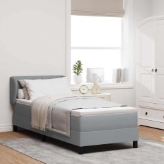 Letto Box Spring con Materasso Grigio Chiaro 80x200 cm Tessuto
