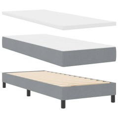 Letto Box Spring con Materasso Grigio Chiaro 80x200 cm Tessuto