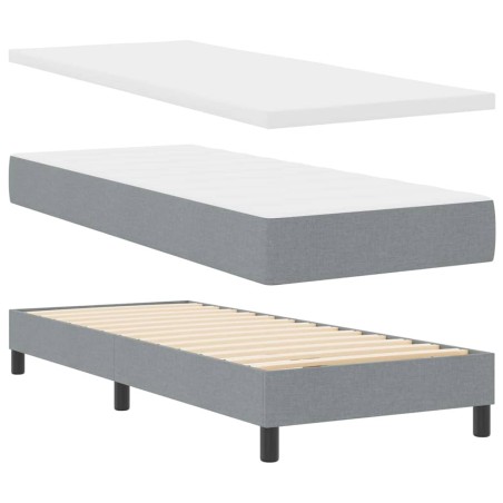 Letto Box Spring con Materasso Grigio Chiaro 80x200 cm Tessuto