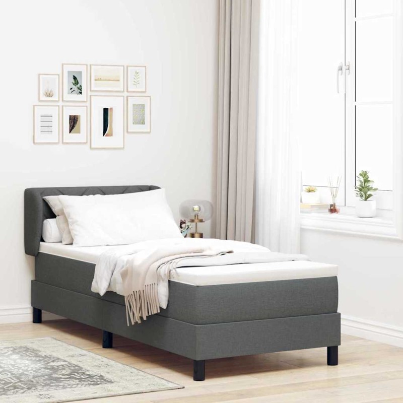 Letto a molle con materasso vidaXL Grigio scuro 80x200 cm Tessuto