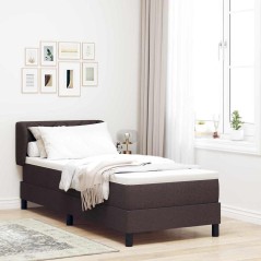 vidaXL Letto a Struttura con Materasso Marrone Scuro 80x200 cm Tessuto