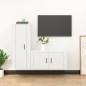 Set di Mobili Porta TV 2 pz Bianco in Legno Multistrato Set di Mobili Porta TV 2 pz Bianco in Legno Multistrato