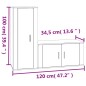 Set di Mobili Porta TV 2 pz Bianco in Legno Multistrato Set di Mobili Porta TV 2 pz Bianco in Legno Multistrato