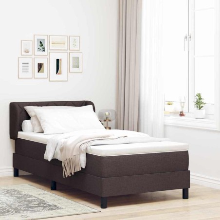 vidaXL Letto a Box con Materasso Marrone Scuro 100x200 cm Tessuto