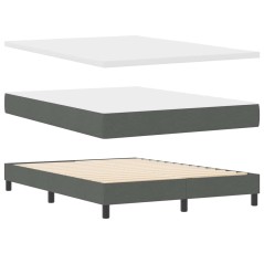 Letto Box Spring vidaXL con Materasso - Grigio Scuro, 140x190 cm, Tessuto