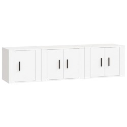 Set Mobili Porta TV 3 pz Bianco in Legno Multistrato