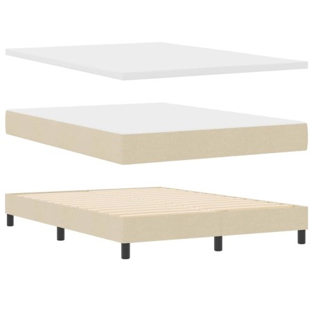 vidaXL Letto Box Spring con Materasso in Crema, 140x200 cm, Tessuto