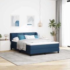 vidaXL Letto Box Spring con Materasso Blu 140x200 cm Tessuto
