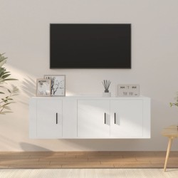 Set di Mobili Porta TV 2 pz Bianco in Legno Multistrato