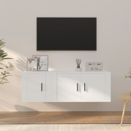Set di Mobili Porta TV 2 pz Bianco in Legno Multistrato