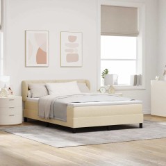 vidaXL Letto a Box con Materasso Crema 160x200 cm Tessuto