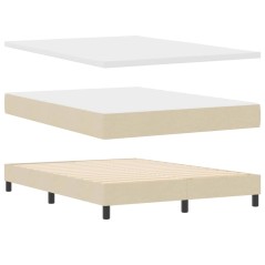 vidaXL Letto a Box con Materasso Crema 160x200 cm Tessuto