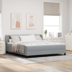 vidaXL Letto a Rete con Materasso Grigio Chiaro 180x200 cm Tessuto