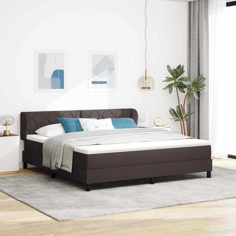 vidaXL Letto a Molla con Materasso Marrone Scuro 180x200 cm Tessuto vidaXL Letto a Molla con Materasso Marrone Scuro 180x200 cm Tessuto