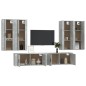 Set di Mobili Porta TV 6 pz Grigio Cemento in Legno Multistrato Set di Mobili Porta TV 6 pz Grigio Cemento in Legno Multistrato
