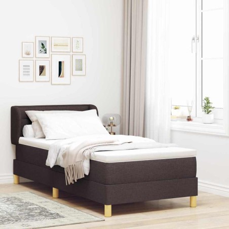 vidaXL Letto con Box Spring e Materasso - Marrone Scuro, 80x200 cm, Tessuto