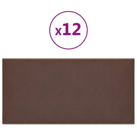 Pannelli Murali 12 pz Marroni 30x15 cm in Similpelle 0,54 m²