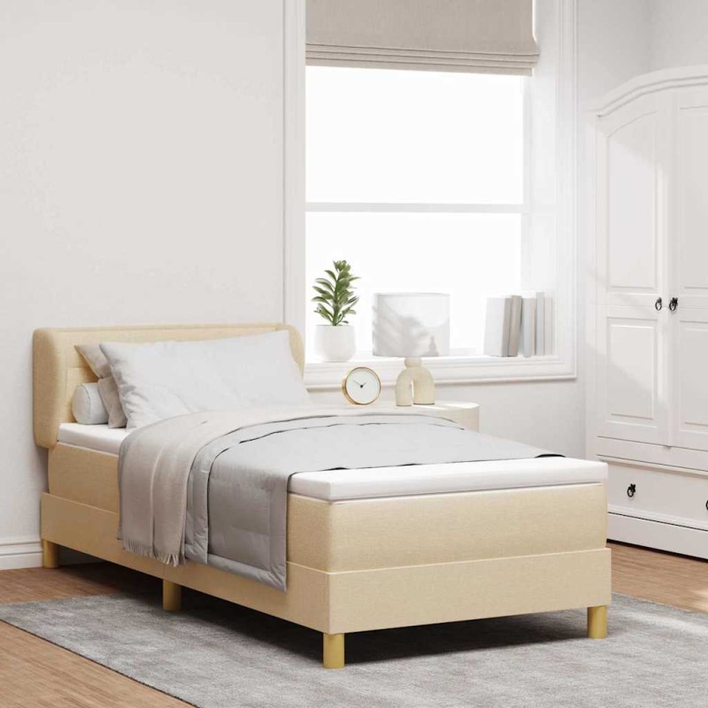vidaXL Letto Box Spring con Materasso - Crema - 80x200 cm - Tessuto vidaXL Letto Box Spring con Materasso - Crema - 80x200 cm - Tessuto