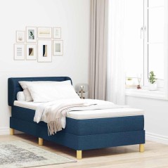 vidaXL Letto con Box Spring e Materasso Blu 100x200 cm Tessuto