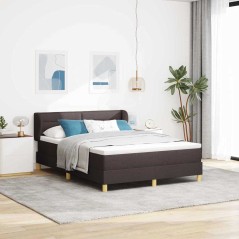 letto a molle box con materasso marrone scuro 140x190 cm tessuto