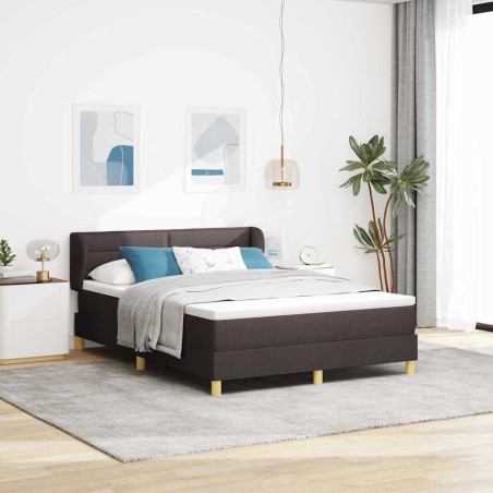 letto a molle box con materasso marrone scuro 140x190 cm tessuto