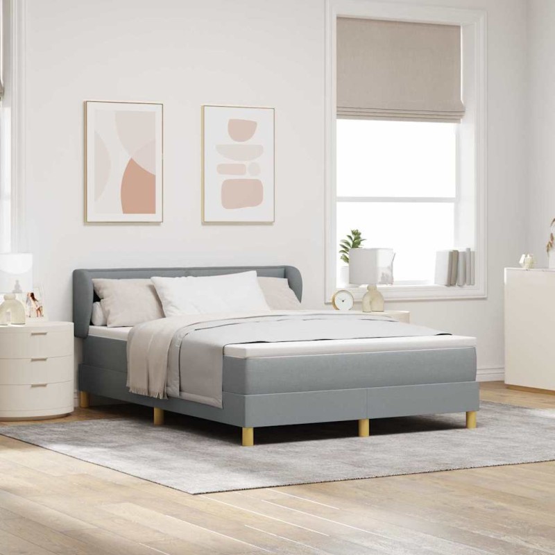 Letto Box Spring con Materasso Grigio Chiaro 140x200 cm Tessuto